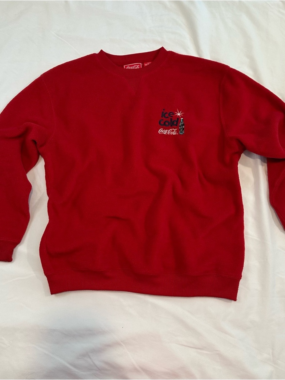 Coca Cola Red Crewneck Sweater with Ice Cold Embroidery